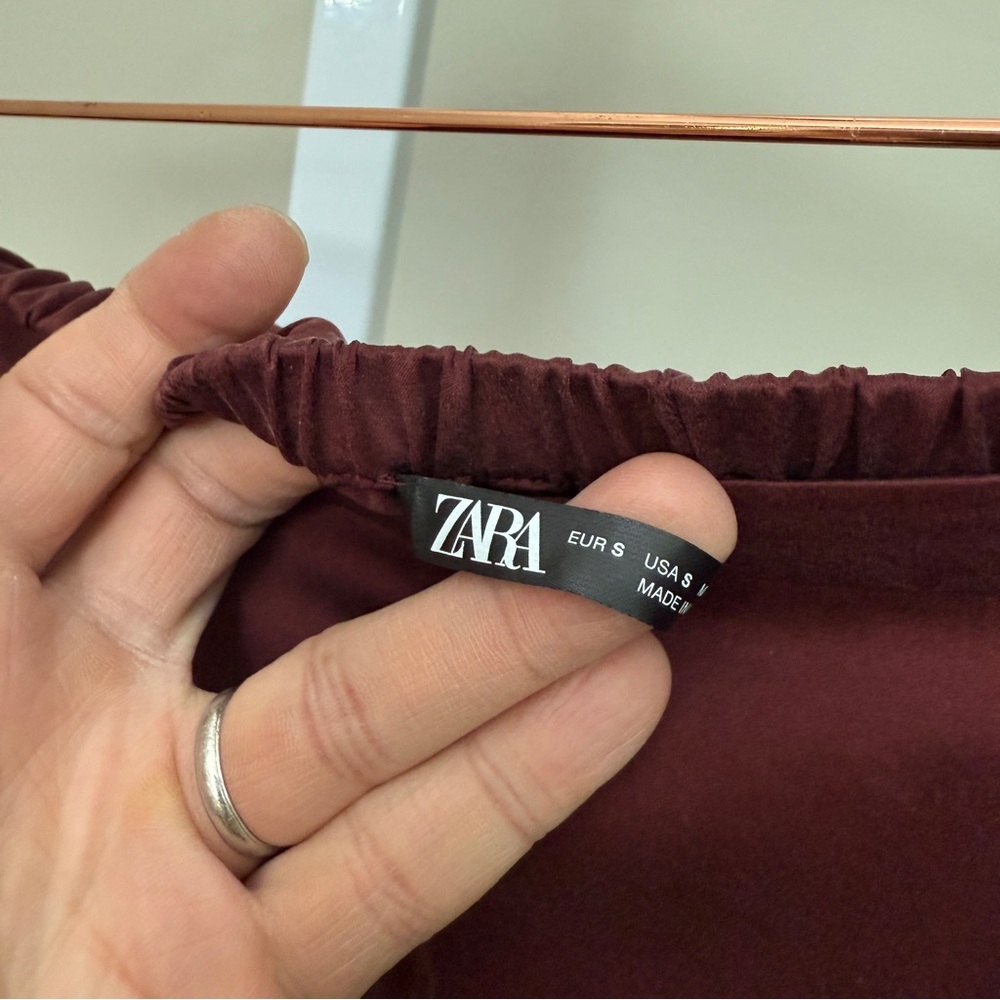 Zara SILK PAJAMAS - Maroon SIZE S TOP AND BOTTOM - Picture 8 of 9